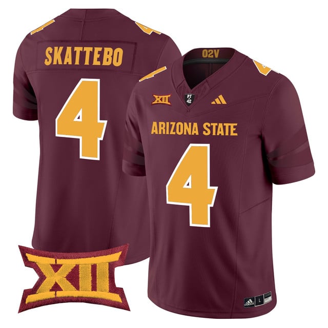 Men's Arizona State Sun Devils 2025 Vapor Limited Jersey MAROON#4 CAM SKATTEBO