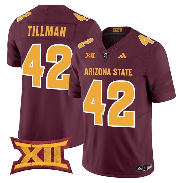 Men's Arizona State Sun Devils 2025 Vapor Limited Jersey MAROON#42 PAT TILLMAN