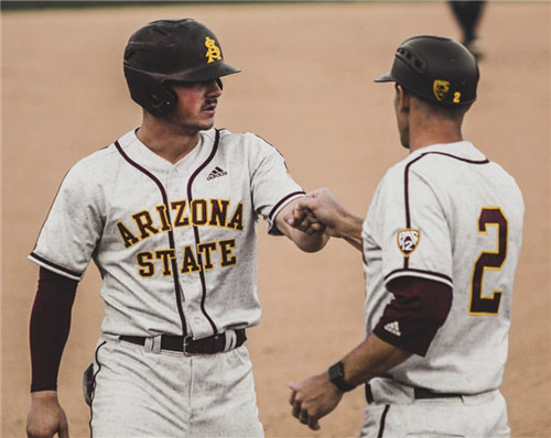 Men's Arizona State Sun Devils Custom Adidas 2021 Cream Button Baseball Jersey