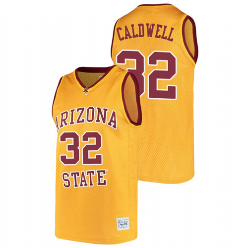 Men's Arizona State Sun Devils Joe Caldwell Alumni College Basketball Jersey Gold
