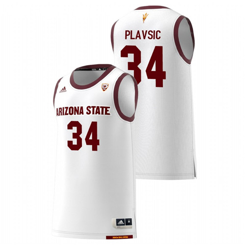 Men's Arizona State Sun Devils White Uros Plavsic College Basketball Jersey