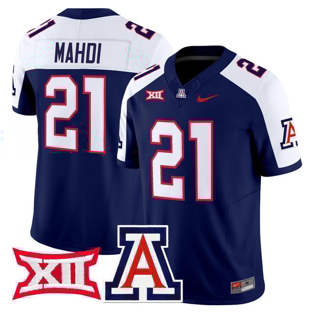 Men's Arizona Wildcats 2025 Vapor Limited Jersey navy white #21 Ismail Mahdi