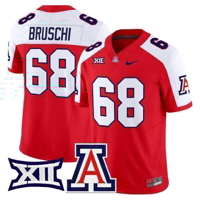Men's Arizona Wildcats 2025 Vapor Limited Jersey red white  #68 Tedy Bruschi