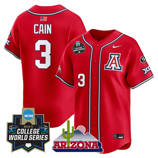 Men's Arizona Wildcats 2025 World Series Vapor Premier Limited Jersey - All Stitched Andrew Cain   3