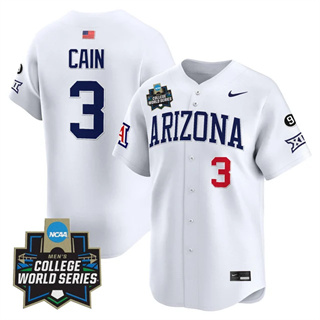 Men's Arizona Wildcats 2025 World Series Vapor Premier Limited Jersey - All Stitched Andrew Cain 3