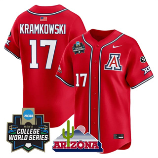 Men's Arizona Wildcats 2025 World Series Vapor Premier Limited Jersey - All Stitched Owen Kramkowski      17
