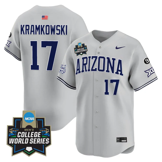 Men's Arizona Wildcats 2025 World Series Vapor Premier Limited Jersey #17 owen kramkowski.webp