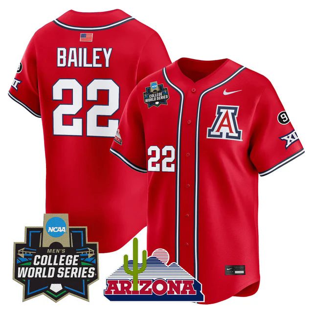 Men's Arizona Wildcats 2025 World Series Vapor Premier Limited Jersey red #22 smith bailey.webp