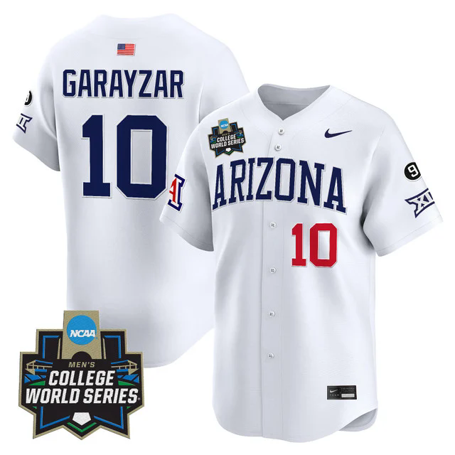 Men's Arizona Wildcats 2025 World Series Vapor Premier Limited Jersey white #10 raul garayzar.webp