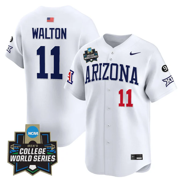 Men's Arizona Wildcats 2025 World Series Vapor Premier Limited Jersey white #11 aaron walton.webp