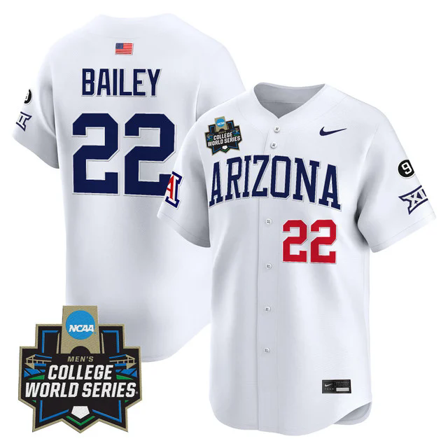 Men's Arizona Wildcats 2025 World Series Vapor Premier Limited Jersey white #22 smith bailey.webp