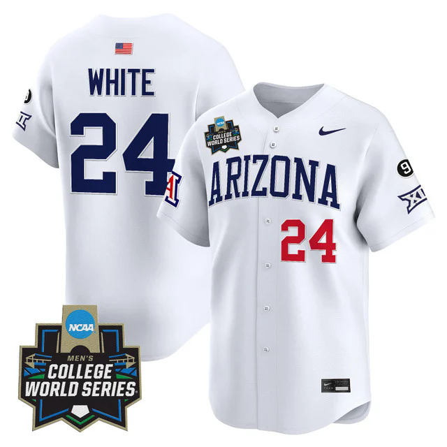 Men's Arizona Wildcats 2025 World Series Vapor Premier Limited Jersey white #24 mason white.webp