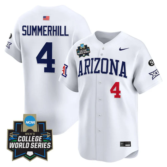Men's Arizona Wildcats 2025 World Series Vapor Premier Limited Jersey white #4 brendan summerhill.webp