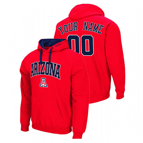 Men's Arizona Wildcats Custom Red Arch & Logo 2.0 Pullover Hoodie
