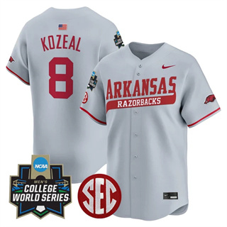Men's Arkansas Razorbacks 2025 World Series Vapor Premier Limited Jersey - All Stitched Cam Kozeal    8