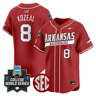 Men's Arkansas Razorbacks 2025 World Series Vapor Premier Limited Jersey - All Stitched Cam Kozeal
