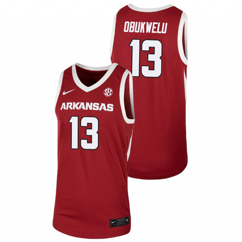 Men's Arkansas Razorbacks Emeka Obukwelu 2021 Team Jersey Cardinal