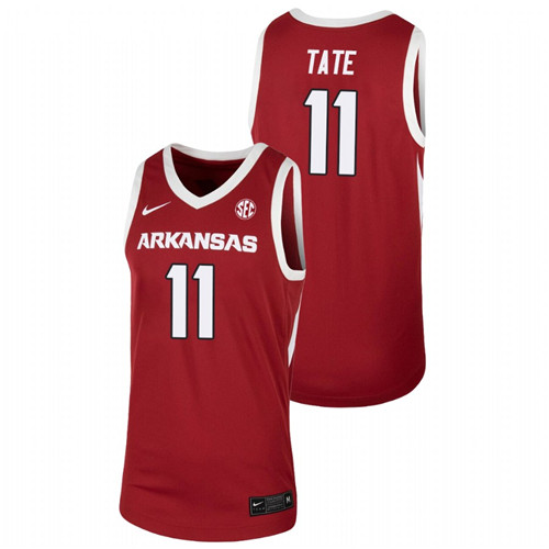 Men's Arkansas Razorbacks Jalen Tate 2021 Team Jersey Cardinal