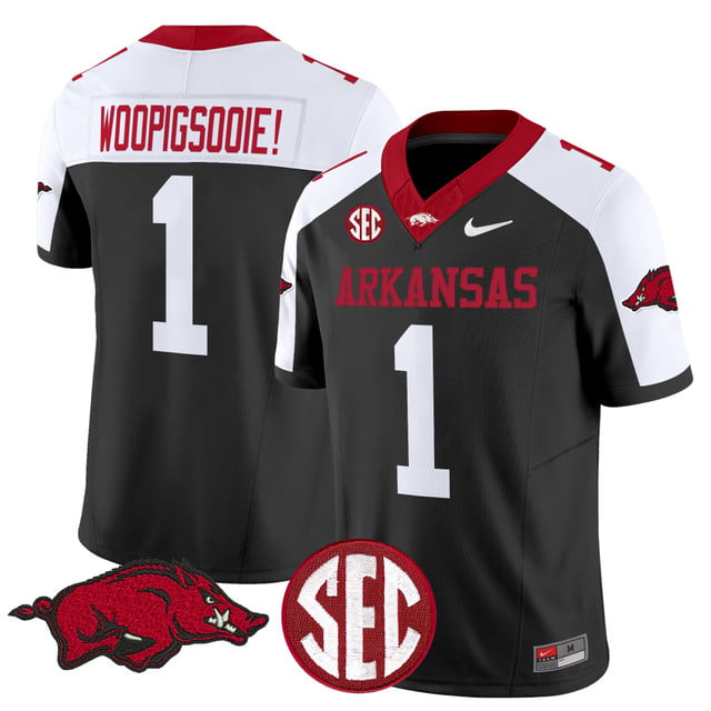 Men's Arkansas Razorbacks Vapor Limited Jersey #1 Woo Pig Sooie