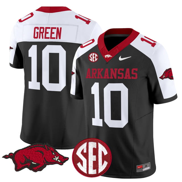 Men's Arkansas Razorbacks Vapor Limited Jersey #10 Taylen Green