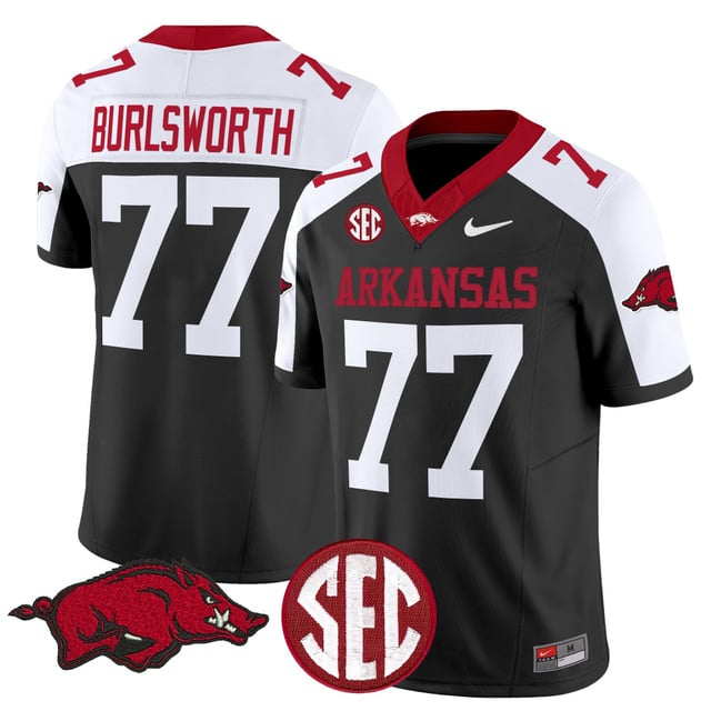 Men's Arkansas Razorbacks Vapor Limited Jersey #77 Brandon Burlsworth