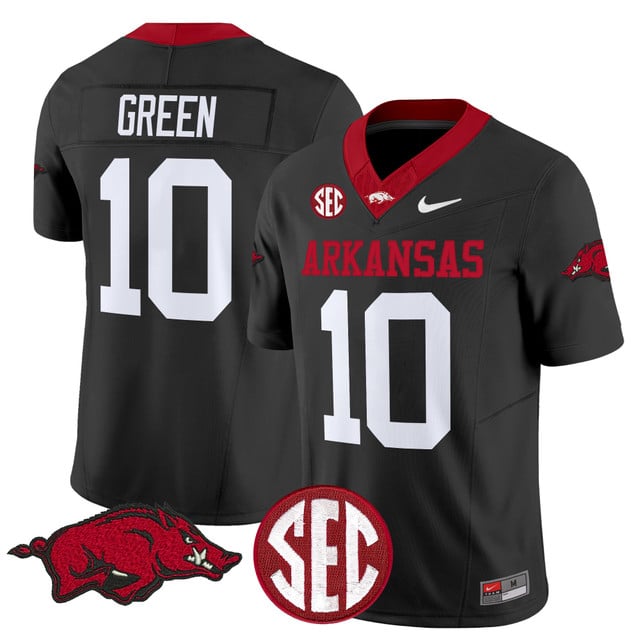 Men's Arkansas Razorbacks Vapor Limited Jersey black #10 Taylen Green