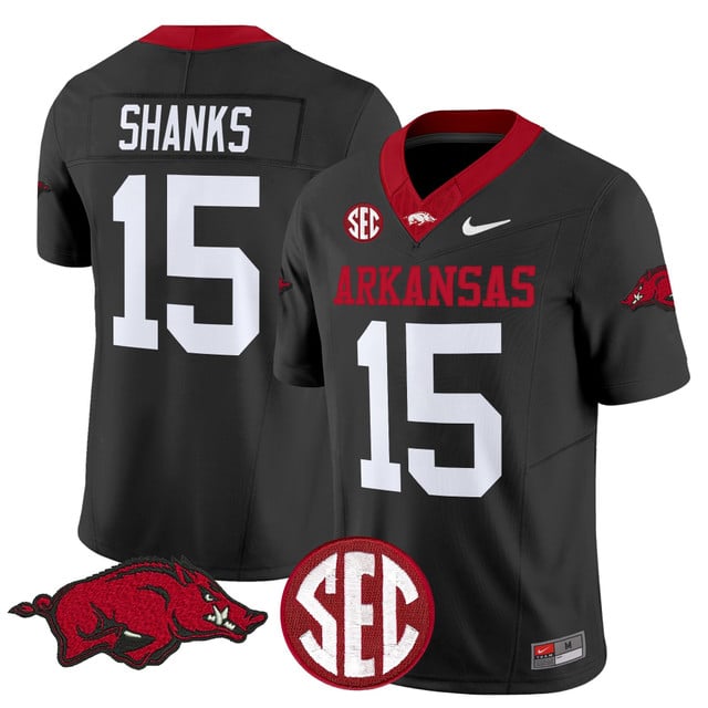 Men's Arkansas Razorbacks Vapor Limited Jersey black #15 Kam Shanks
