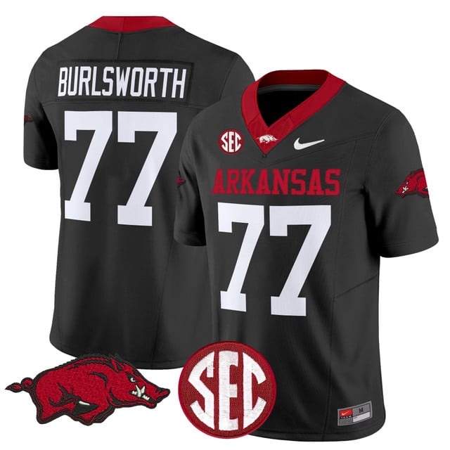 Men's Arkansas Razorbacks Vapor Limited Jersey black #77 Brandon Burlsworth