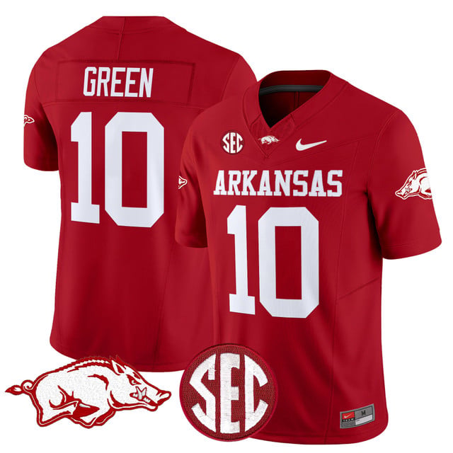 Men's Arkansas Razorbacks Vapor Limited Jersey red #10 Taylen Green