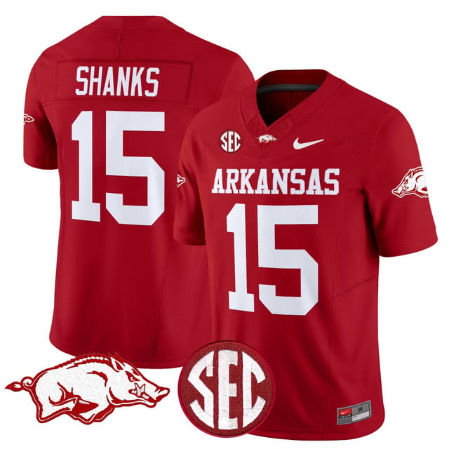 Men's Arkansas Razorbacks Vapor Limited Jersey red #15 Kam Shanks