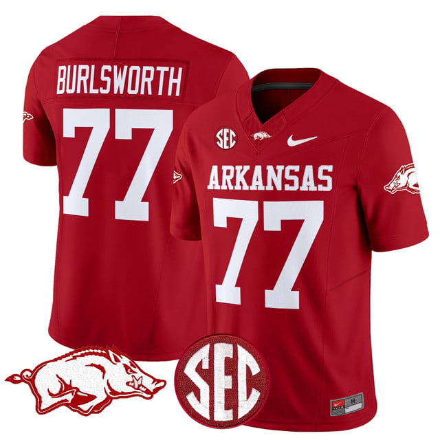 Men's Arkansas Razorbacks Vapor Limited Jersey red #77 Brandon Burlsworth