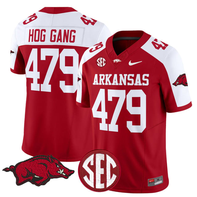 Men's Arkansas Razorbacks Vapor Limited Jersey red white #479 Hog Gang