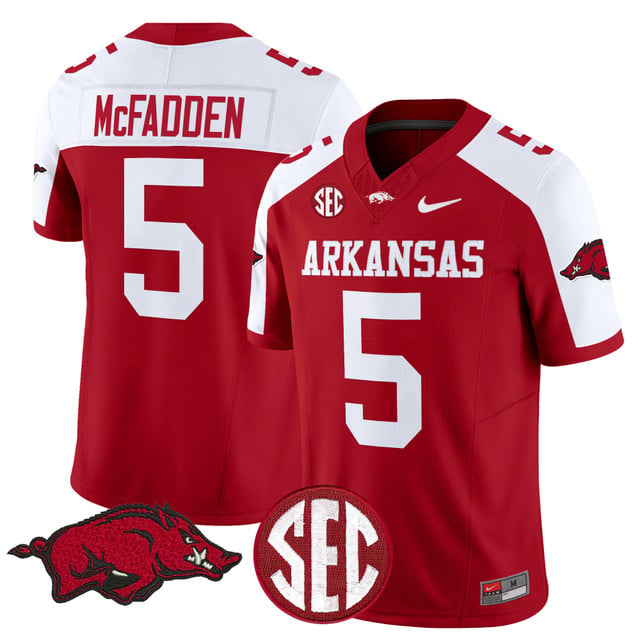 Men's Arkansas Razorbacks Vapor Limited Jersey red white #5 Darren McFadden