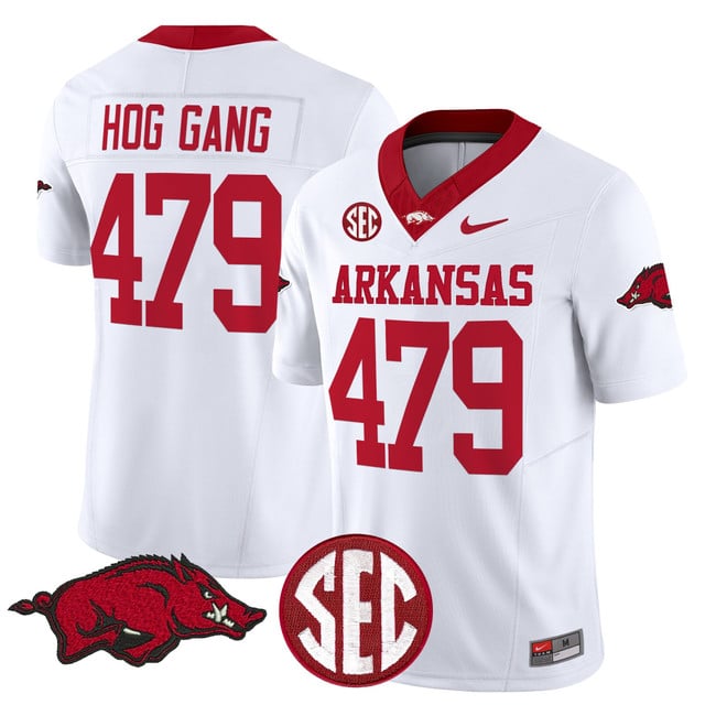 Men's Arkansas Razorbacks Vapor Limited Jersey white #479 Hog Gang
