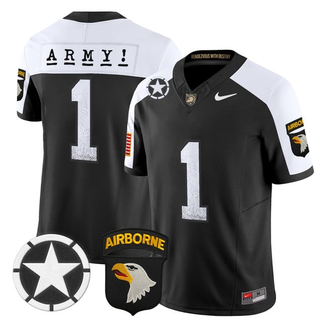 Men's Army Black Knights 2025 Screaming Eagles Vapor Limited Jersey #1