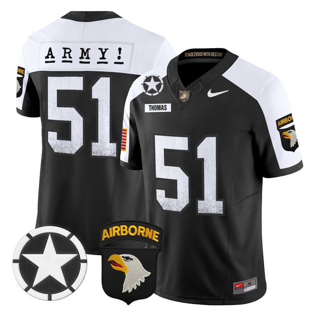 Men's Army Black Knights 2025 Screaming Eagles Vapor Limited Jersey #51 Andon Thomas