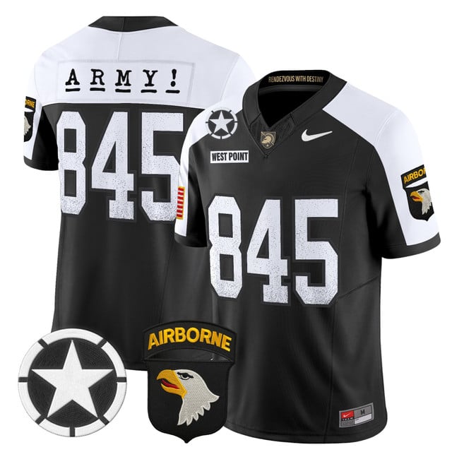 Men's Army Black Knights 2025 Screaming Eagles Vapor Limited Jersey #845 West Point