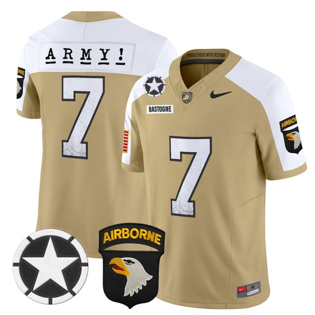 Men's Army Black Knights 2025 Screaming Eagles Vapor Limited Jersey alternate #7 Bastogne