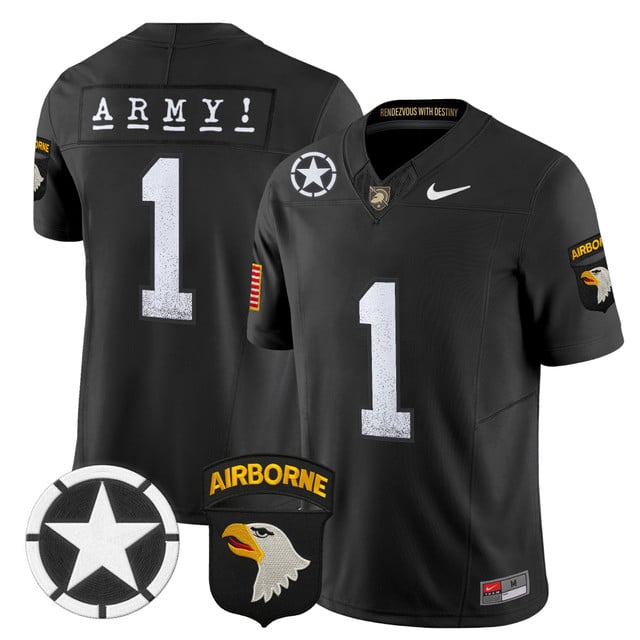 Men's Army Black Knights 2025 Screaming Eagles Vapor Limited Jersey black #1