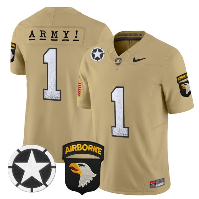 Men's Army Black Knights 2025 Screaming Eagles Vapor Limited Jersey tan #1