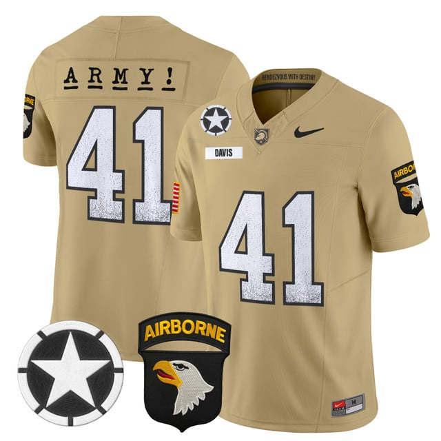 Men's Army Black Knights 2025 Screaming Eagles Vapor Limited Jersey tan #41 Glenn Davis