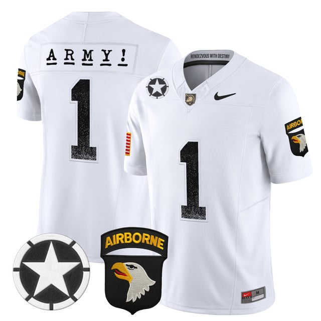 Men's Army Black Knights 2025 Screaming Eagles Vapor Limited Jersey white #1