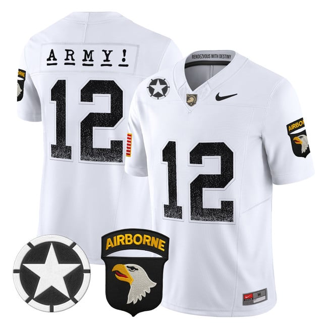 Men's Army Black Knights 2025 Screaming Eagles Vapor Limited Jersey white #12 th man