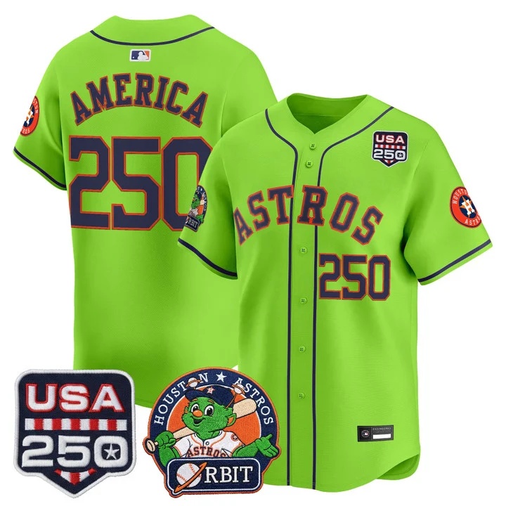 Men's Astros Orbit & 250 America Patch Vapor Premier Limited Jersey #250 America