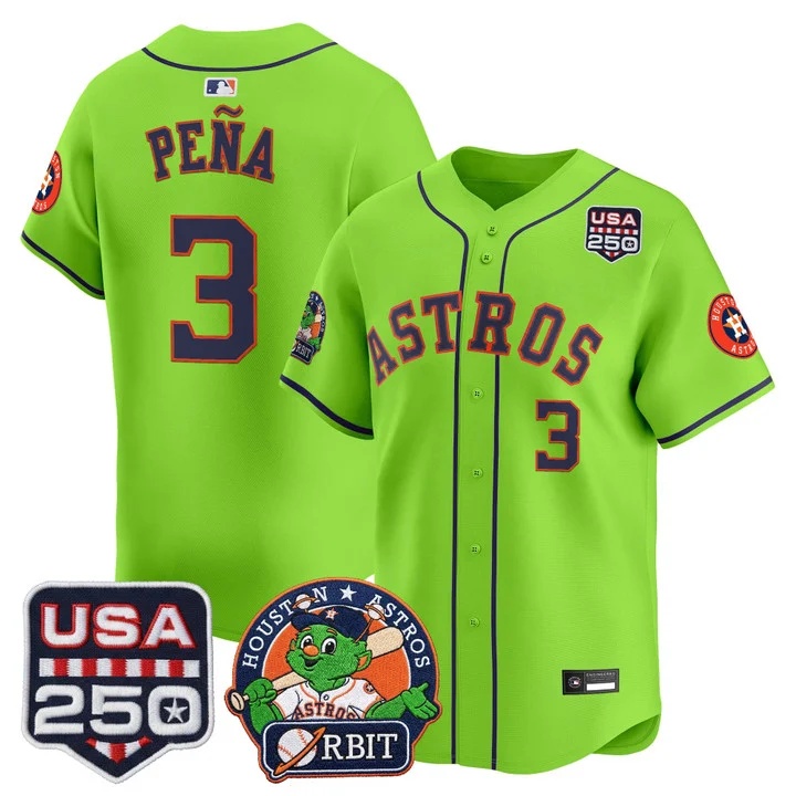 Men's Astros Orbit & 250 America Patch Vapor Premier Limited Jersey #3 JEREMY PENA