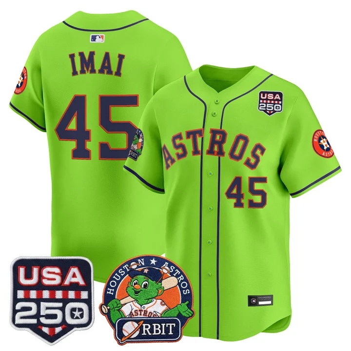 Men's Astros Orbit & 250 America Patch Vapor Premier Limited Jersey #45 TATSUYA IMAI