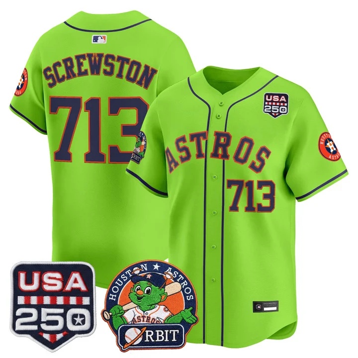 Men's Astros Orbit & 250 America Patch Vapor Premier Limited Jersey #713 SCREWSTON