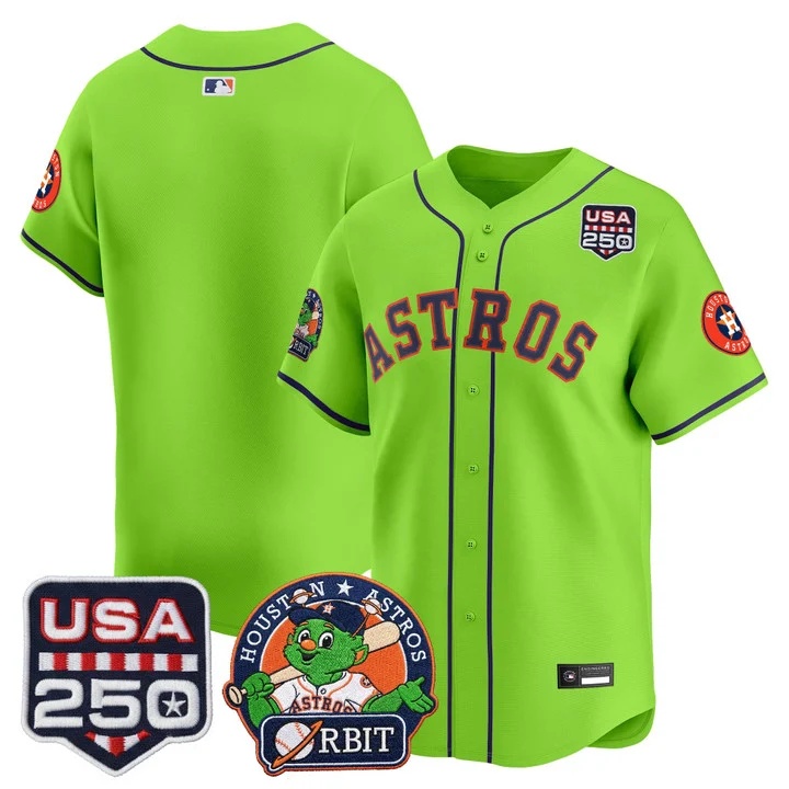 Men's Astros Orbit & 250 America Patch Vapor Premier Limited Jersey BLANK