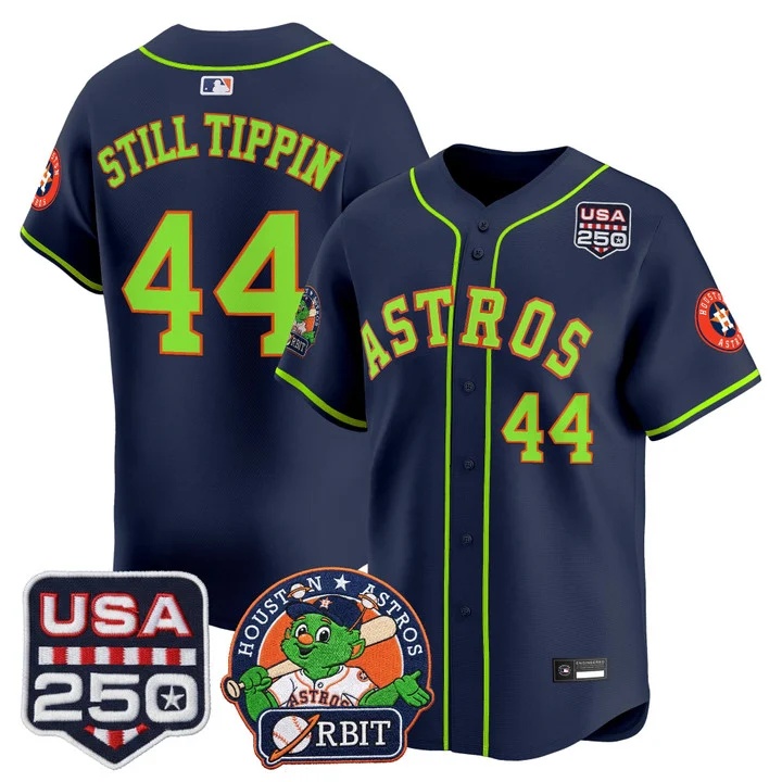 Men's Astros Orbit & 250 America Patch Vapor Premier Limited Jersey NAVY #44 STILL TIPPIN