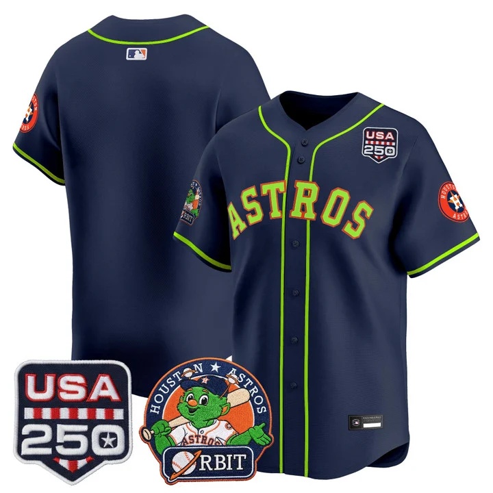 Men's Astros Orbit & 250 America Patch Vapor Premier Limited Jersey NAVY BLANK
